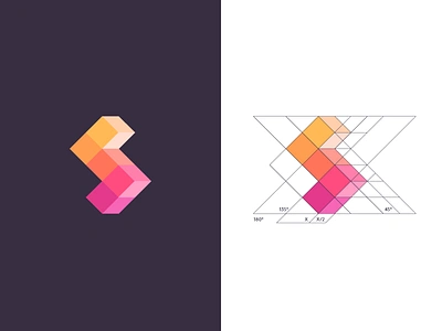 S / logo design abstract box construct construction cube cubes cubic cubical flat colors geometric geometry guide guides logo mark s symbol