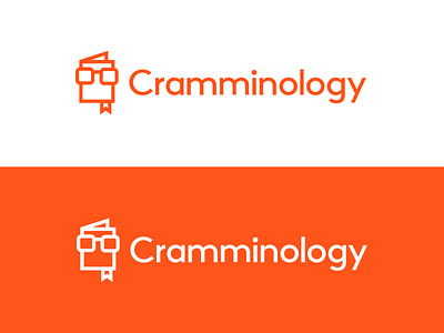 Cramminology / logo design book education eyeglasses learn logo student test