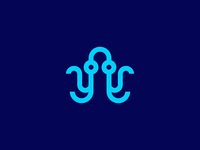 octopus / microchip / data / logo design branding chip data electronic identity logo microchip octopus technology