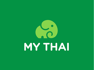 My Thai / Restaurant / logo design animal asian food branding cuisine curl elephant food friendly iconic identity illustration logo mascot minimal restaurant thai thailand trunk