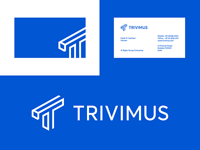 trivimus / logo design 3d branding business cards engineering identity. lettermark logo print printing t technology trivimus