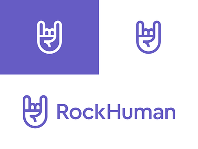 RockHuman / logo design action body language branding emotion expression gesture hand human identity logo management marketing modern palm performance recruitment rock saas signal young