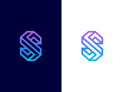 S / 3D / illusion / logo design 3d escher lettermark logo mark s smart symbol