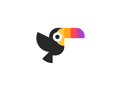 Toucan / logo design anima bird branding color colourful logo flight fly friendly geometric animal geometric bird identity mascot palette symbol toucan tropic bird wings