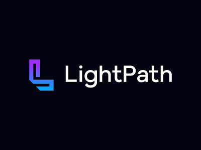LightPath / logo design gradient l lettermark light line logo monoline path simple technology