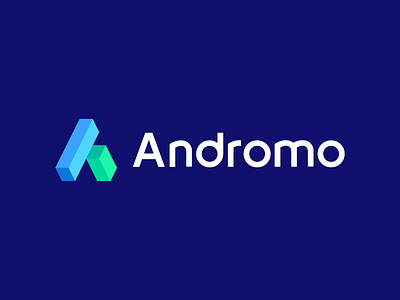 Andromo / logo design 3d a abstract block block letter branding buid construction custom typography data geometric identity information logo management mark modern symbol technology logo type