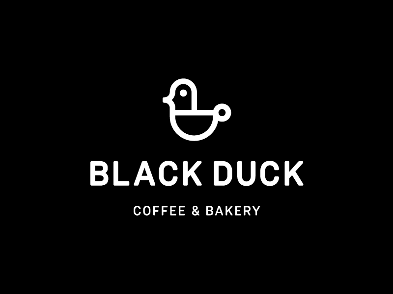 Black Duck / logo design smart logo branding cup modern bird drink food restaurant coffee bakery black duck