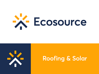 ecosource eco / ecology / roof / sun / logo design construction eco ecology house roof roofing solar solar energy sun sun rays