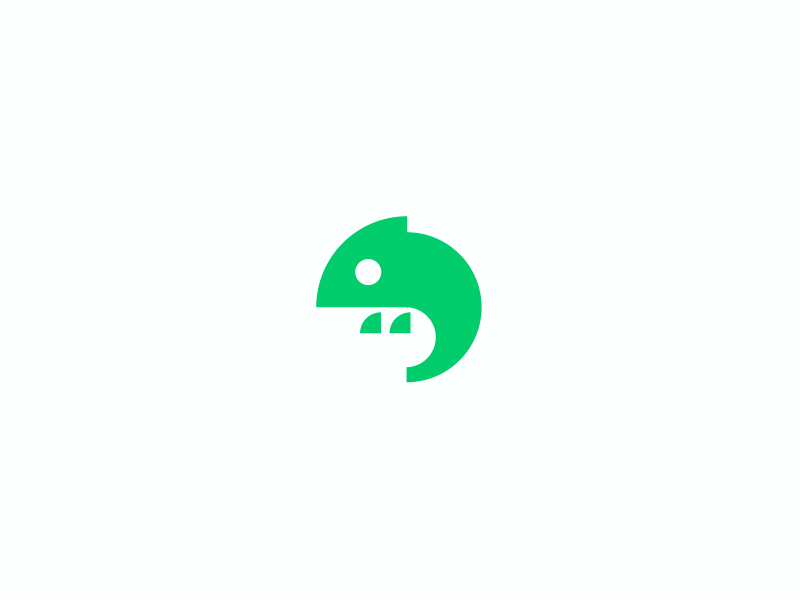 D / chameleon animation chameleon character geometric gif lizard logo minimal movement moving simple spin spinning symbol