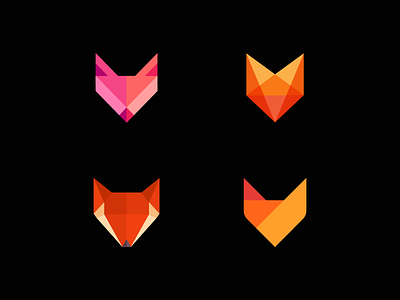Fox logo collection abstract animal branding contrast8 cur dinamic flat flat color fox geometry head iconic identity intelligent wise logog design mascot modern mutt pup smart