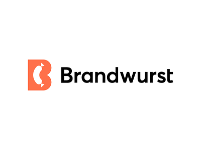 Brandwurst, logo design b brand branding brands contrast8 food fun fun funny iconic joke logo meat naming negative space sausage worst wurst