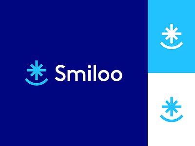 Smiloo branding cold creative logo face flat logo frost icon joy logo minimal mouth shine smile snow snowflake star startup teeth white whitening