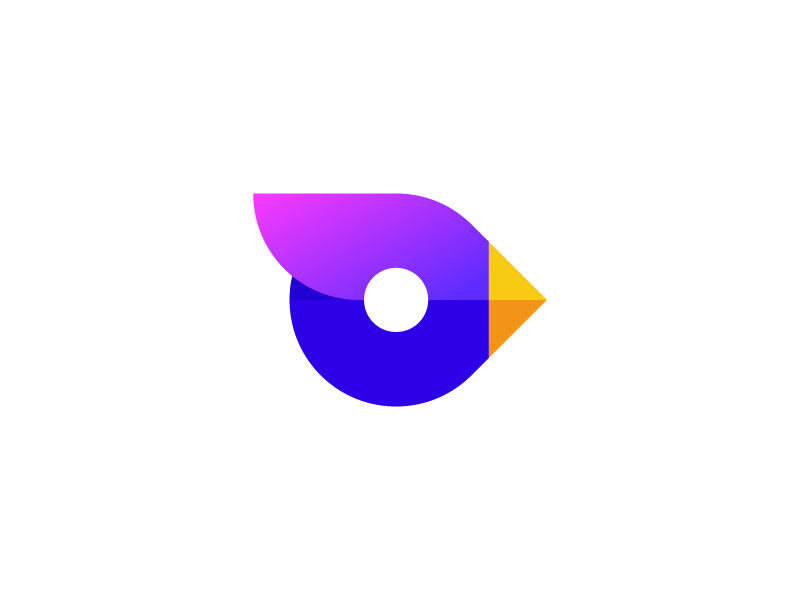 Bird deividas bielskis simple o animal geometric logo blend abstract art fresh colors birdie cute modern sing abstract minimal branding gradient symbol mark logo bird