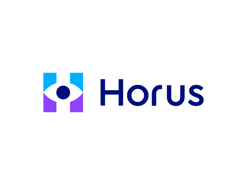 Horus assistent sight optics smart logo flat logo modern typography visual seein eyesight perception view branding logo lettermark assist vision eye h negative space