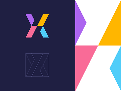 X abstract branding color data geometric icon iconic identity lettermark logo mark minimal modern road symbol technology