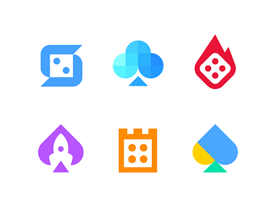 Casino logo collection bank branding casino cloud clubhause clubs dice fire gamble gambling game modern technology software online casino play rocket safety security spades stake tower