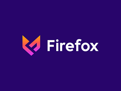 Firefox - web fox logo animal animal logo branding colors deividas bielskis f firefox fox fun geometric logo gradient logo gradients identity internet minimal minimalistic logo monogram negative space saas simple logo