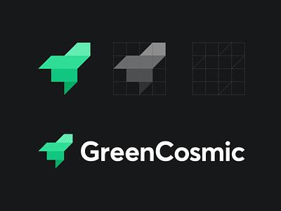 GreenCosmic application branding branding design consultacy conversion cosmic cosmos currency finance flat green identity launch money rocket roi space speed value