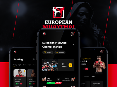 Muaythai Championships App app boxing dark event interaction mobile muaythai sport ui ux