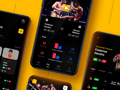 Muaythai Championships App 2 app boxing dark event interaction mobile muaythai sport ui ux