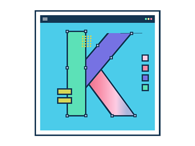 Letter K illustration design color palette gradient illustration k vector