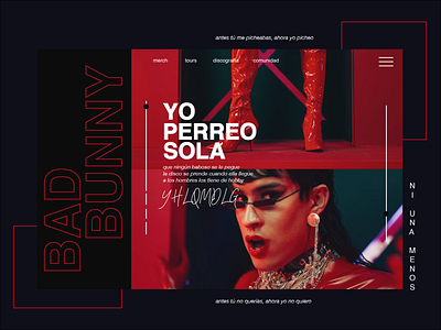 Bad Bunny "Yo Perreo Sola" landing concept bad bunny concept feminist grind landing landing page latin america latino music rap red reggaeton spanish twerk urban urban art urban design