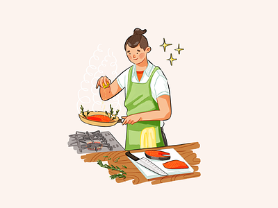 Time to cook! character characters cooking illustration procreate project raster