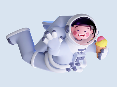 Icetronaut 3d astronaut blender character cycles illustration