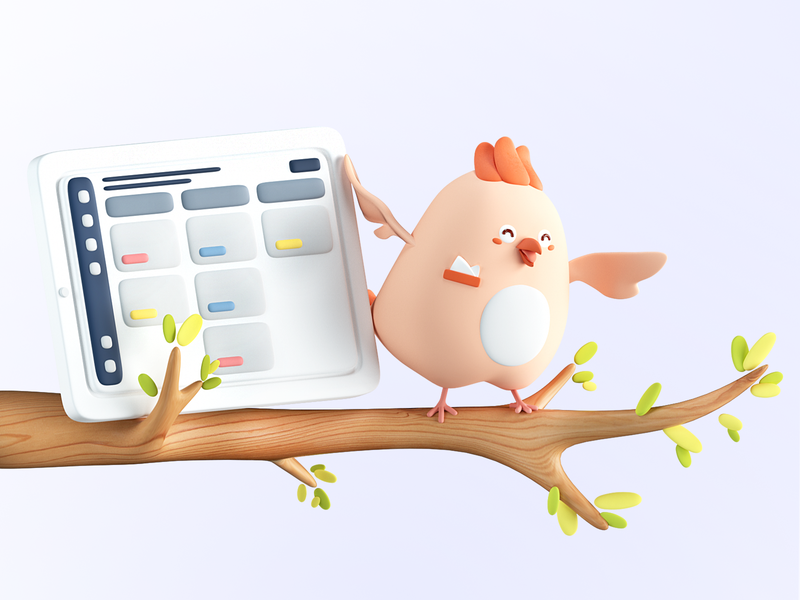 Dashboard Bird 3d blender character dashboard illustration octane project