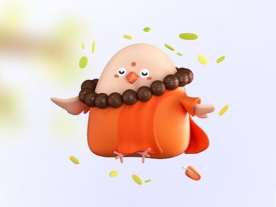 Monk Bird 3d 3dart bird blender calm character graphic design illustration monk octane project render