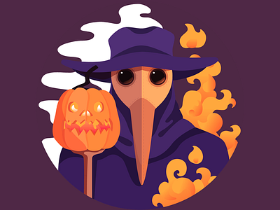 The Plague Doctor character halloween illustration sticker