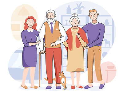 Old People Caring caring character family illustration old people room vector