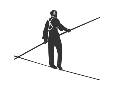 Tight-rope walk of the mind adobe aftereffects animation character design illustration mind mindulness motion design motiongraphics overthinking ropewalking