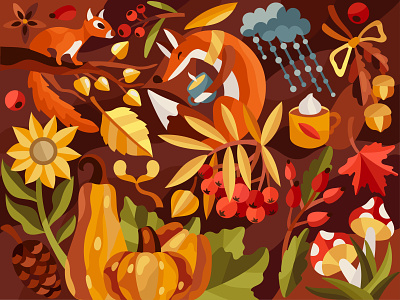 Autumn coloring book. animal autumn coloring book flat illustration vector webdesign