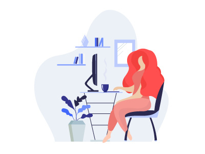 One day in the office business dribbble flat girl illustration monday vector woman