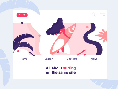 Surf flat illustration surf ui ux vector webdesign woman