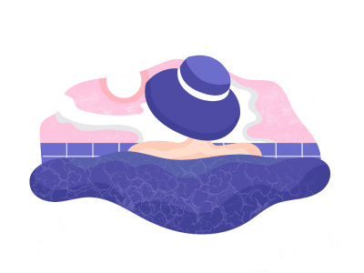 Pool flat illustration pool sunset vacation vector webdesign woman