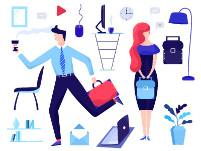 Working day business dribbble flat girl illustration monday vector vectorillustration woman work