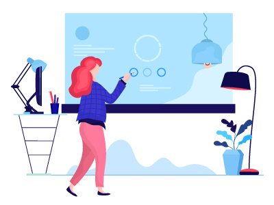 One day at the office business dribbble flat girl illustration office vector woman