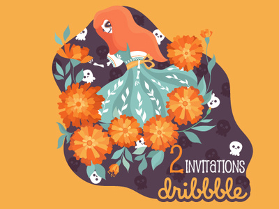 Two Invites design dia de los muertos dribbble flat illustration illustrator invitaion invite ui vector vectorillustration webdesign