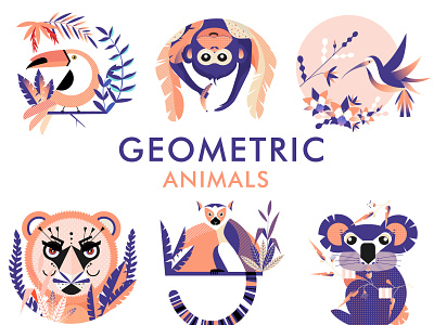 Geometric animals animal animal character character flat geometic illustration vector vectorillustration webdesign