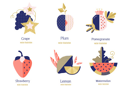 Fruits abstract branding flat fruit fruits illustration vector vectorillustration webdesign