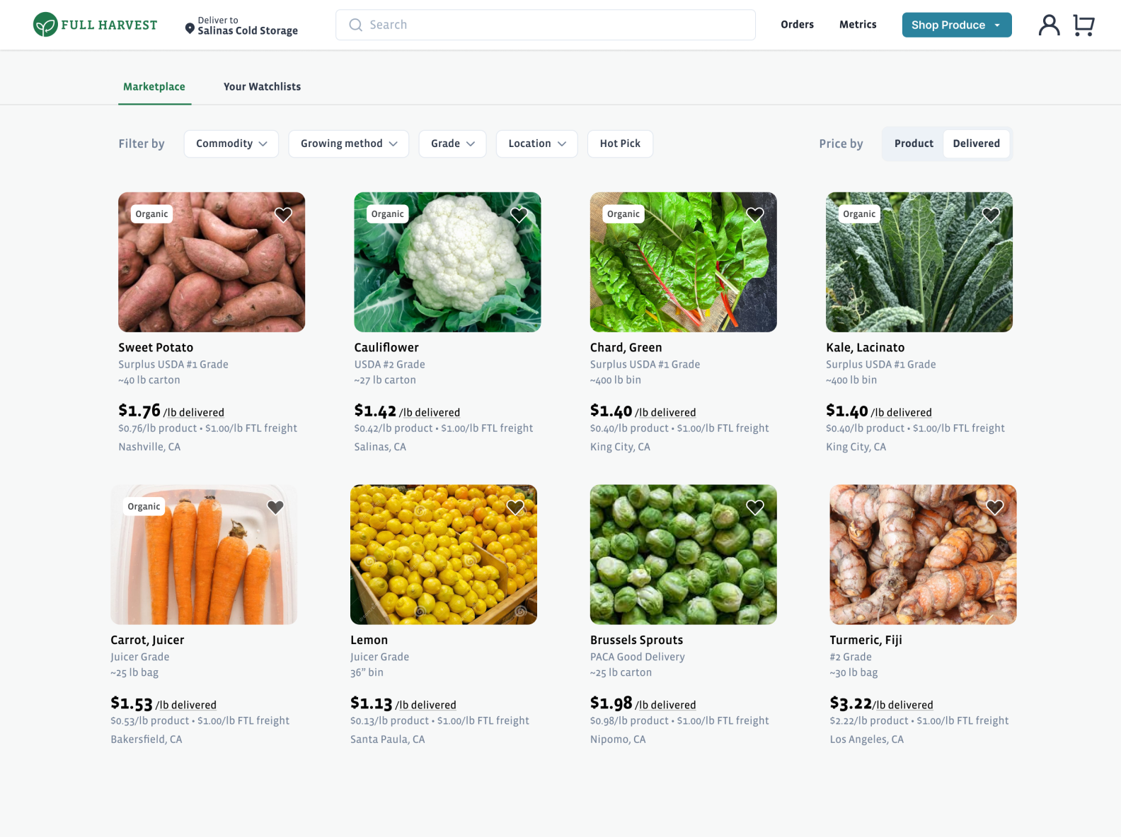 Full Harvest Product Listings Page by Geronimo C Ramos on Dribbble