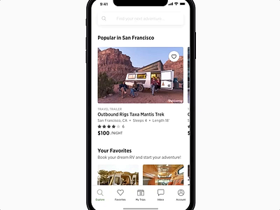Outdoorsy ios iphone x market place mobile mobile app product design search