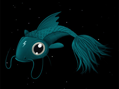 Big fish art character digital fish illustration koi night space