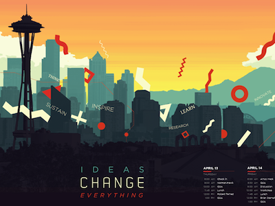 A Changing Planet Poster change city cityscape design everything graphic graphic design ideas illustration layout logo mountain orange poster schedule seattle sky sun sunset teal