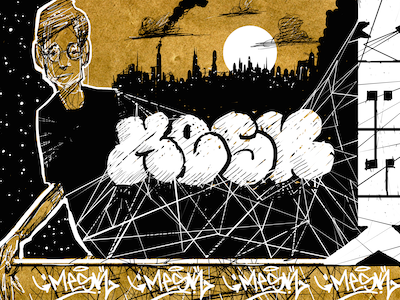 Mesk Sketch art cityscape digital drawing figure graffiti illustration paint sketch sky stars street