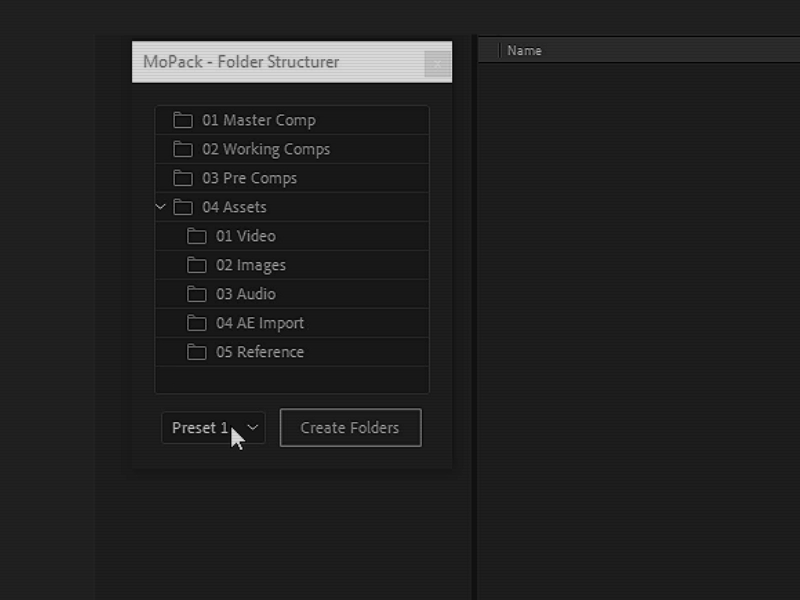 Folder Structurer after affects folder presets script structure