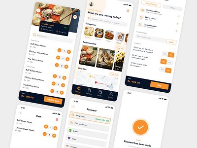 Food Delivery App Design app app design clean courier food app food delivery food delivery app foodie mobile mobile app order restaurant app ui uidesign ux