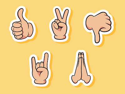 Hand Emoji Stickers cartoon emoji hand illustrations stickers vector